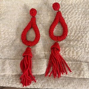 Red beaded anthropology earrings